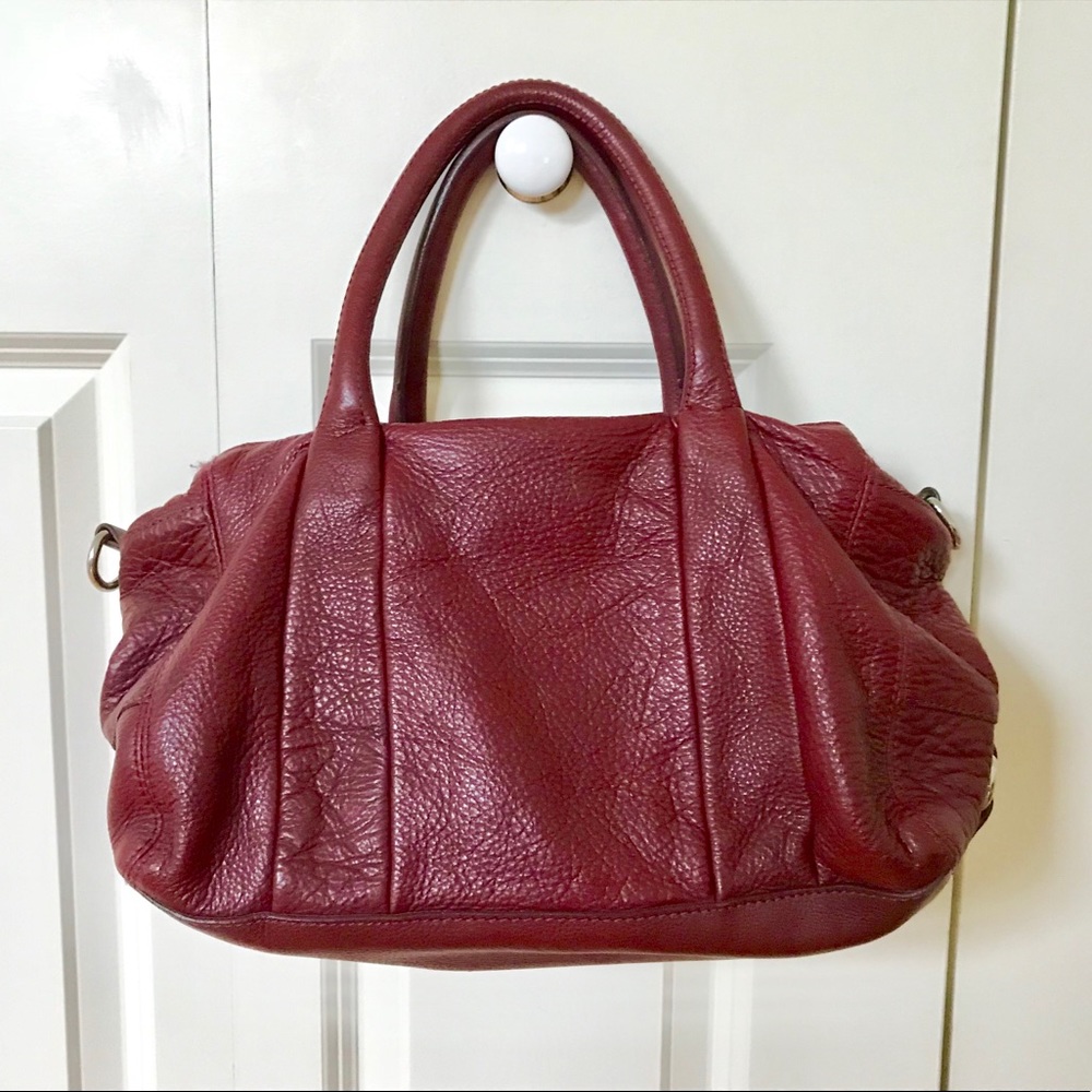 ZARA Leather Bordeaux Satchel Bag